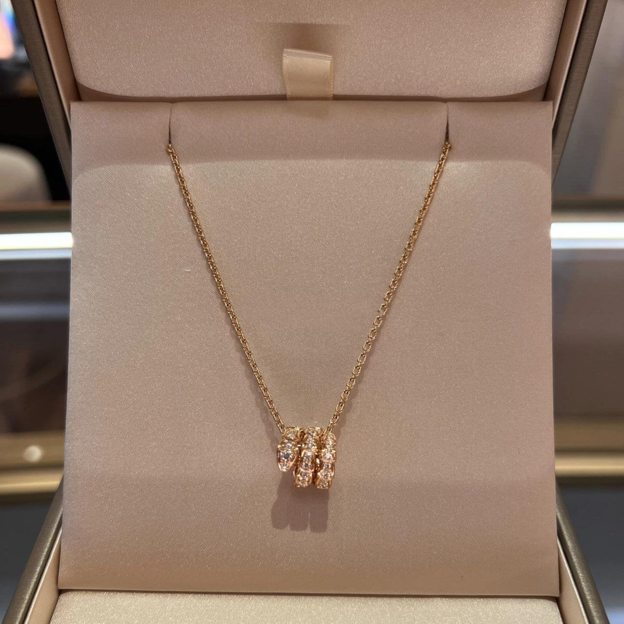 [Pearl Jewelrys]SERPENTI PINK GOLD NECKLACE DOUBLE RING DIAMOND