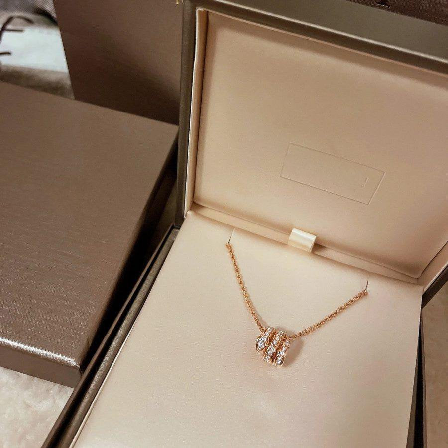 [Pearl Jewelrys]SERPENTI PINK GOLD NECKLACE DOUBLE RING DIAMOND