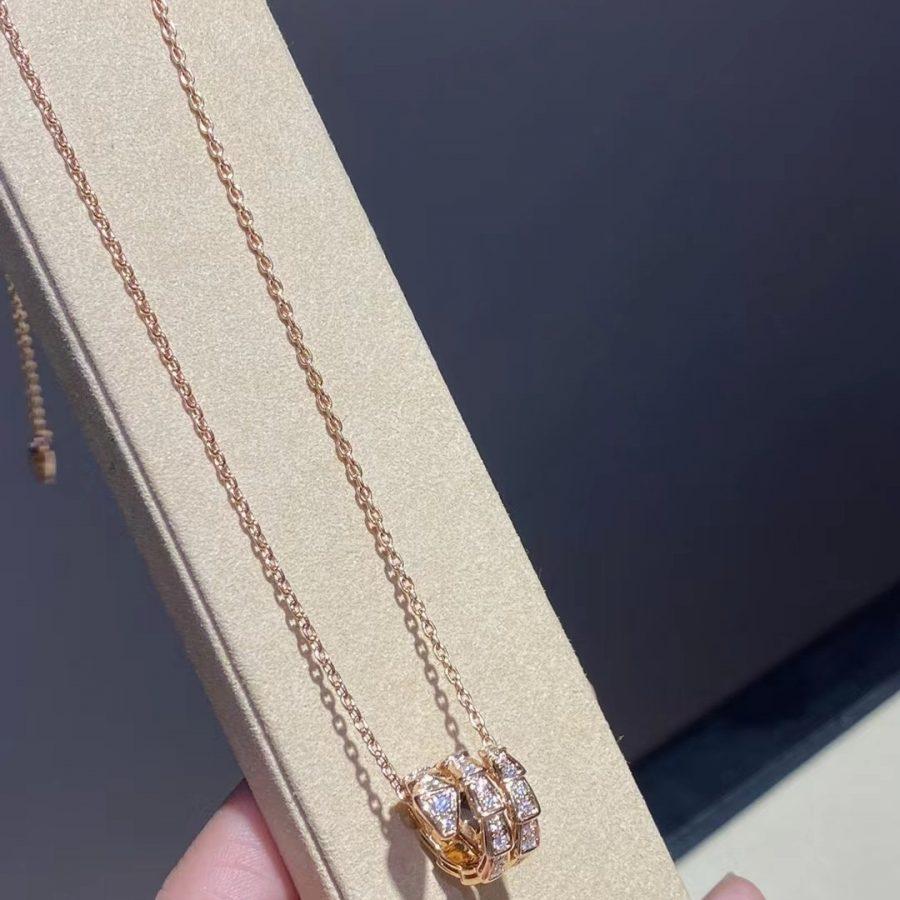 [Pearl Jewelrys]SERPENTI PINK GOLD NECKLACE DOUBLE RING DIAMOND