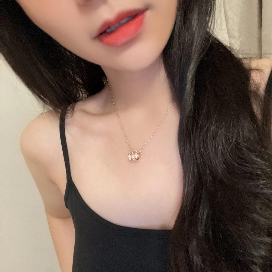 [Pearl Jewelrys]SERPENTI PINK GOLD NECKLACE DOUBLE RING DIAMOND