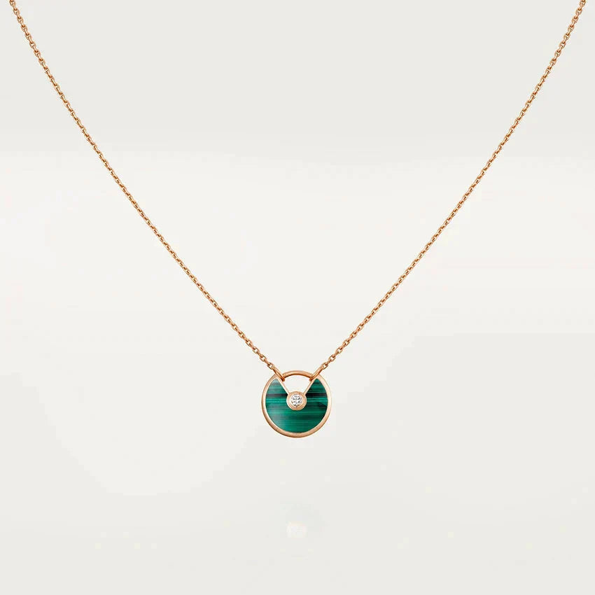 [Pearl Jewelrys]AMULETTE ROSE GOLD MALACHITE NECKLACE