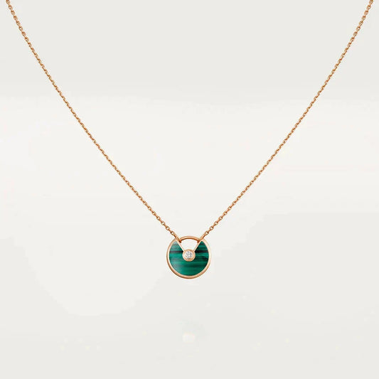 [Pearl Jewelrys]AMULETTE ROSE GOLD MALACHITE NECKLACE