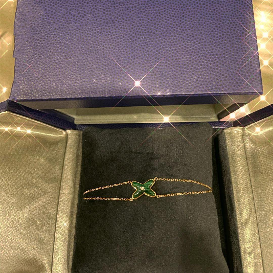 [Pearl Jewelrys]JEUX BRACELET MALACHITE PINK GOLD 1 DIAMOND