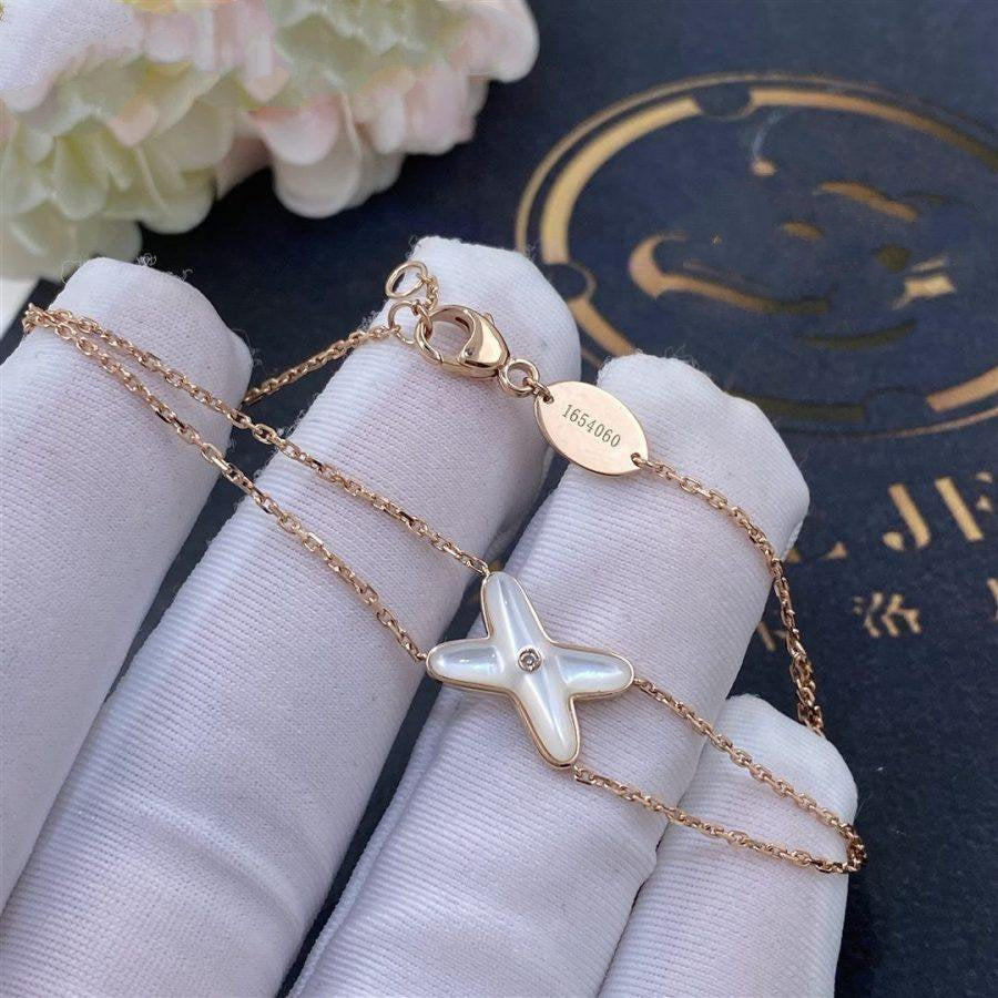 [Pearl Jewelrys]JEUX BRACELET WHITE MOP PINK GOLD 1 DIAMOND