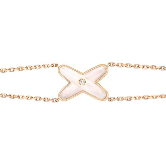 [Pearl Jewelrys]JEUX BRACELET WHITE MOP PINK GOLD 1 DIAMOND
