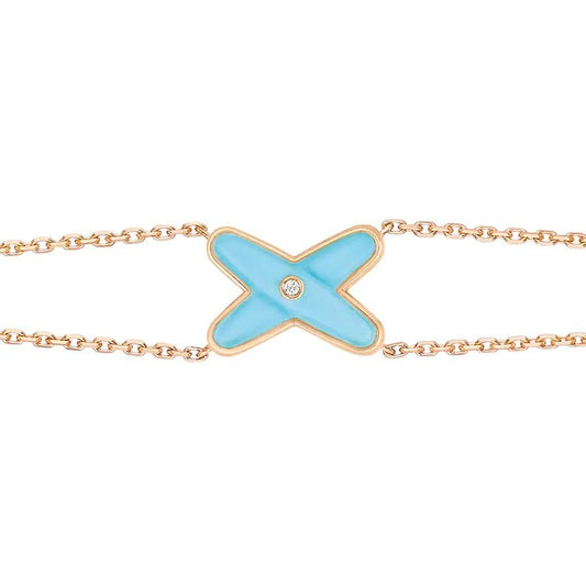 [Pearl Jewelrys]JEUX BRACELET TURQUOISE PINK GOLD 1 DIAMOND