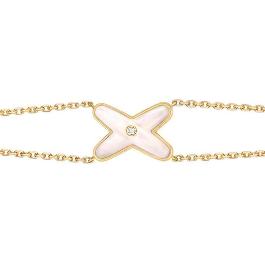 [Pearl Jewelrys]JEUX BRACELET WHITE MOP GOLD 1 DIAMOND