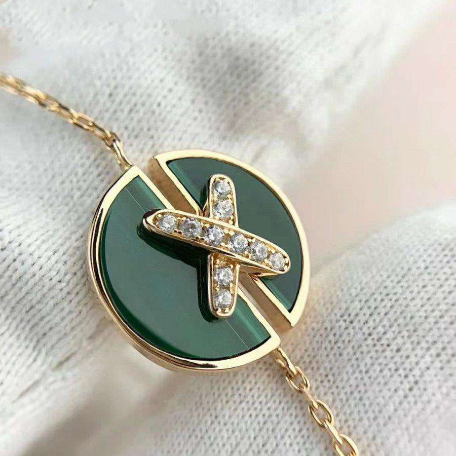 [Pearl Jewelrys]JEUX DE BRACELET MALACHITE PINK GOLD DIAMONDS