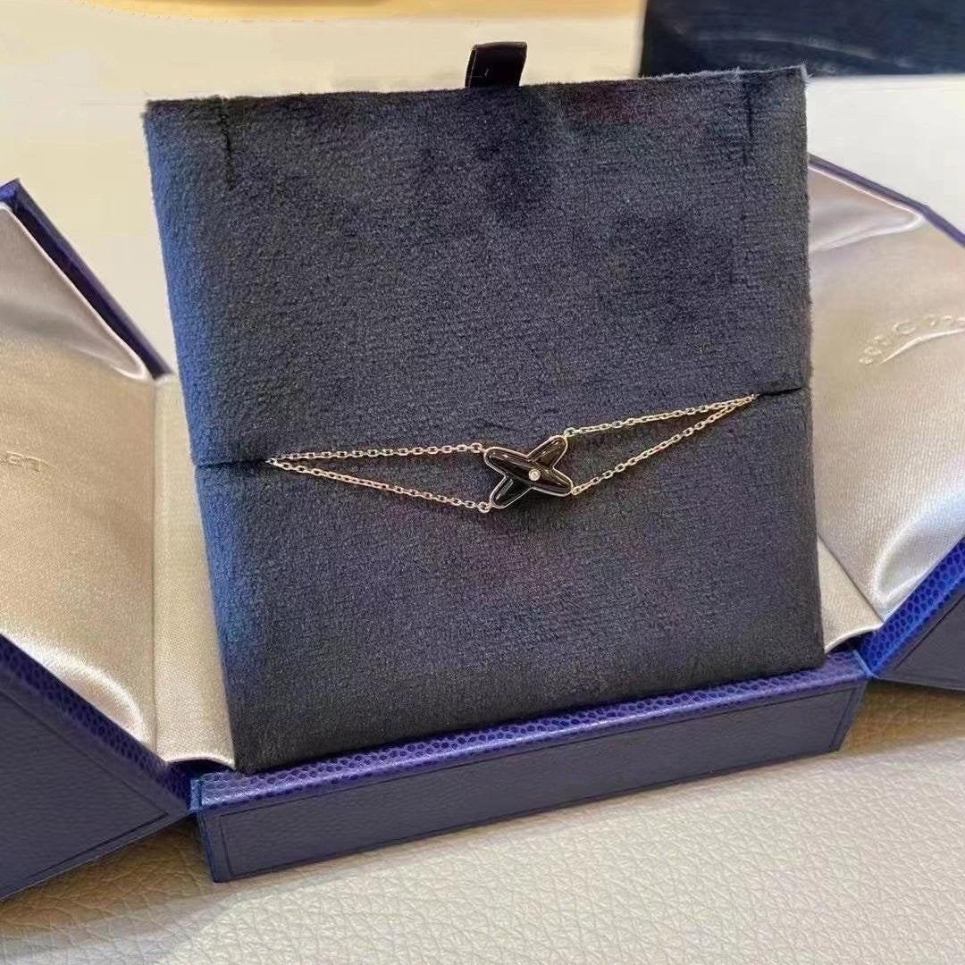 [Pearl Jewelrys]JEUX BRACELET ONYX PINK GOLD 1 DIAMOND