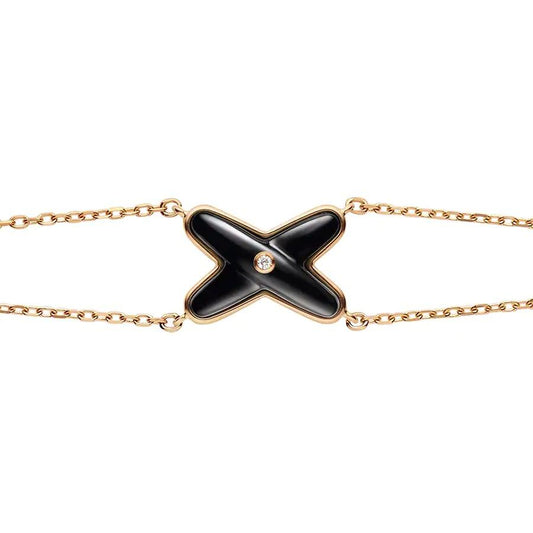 [Pearl Jewelrys]JEUX BRACELET ONYX PINK GOLD 1 DIAMOND