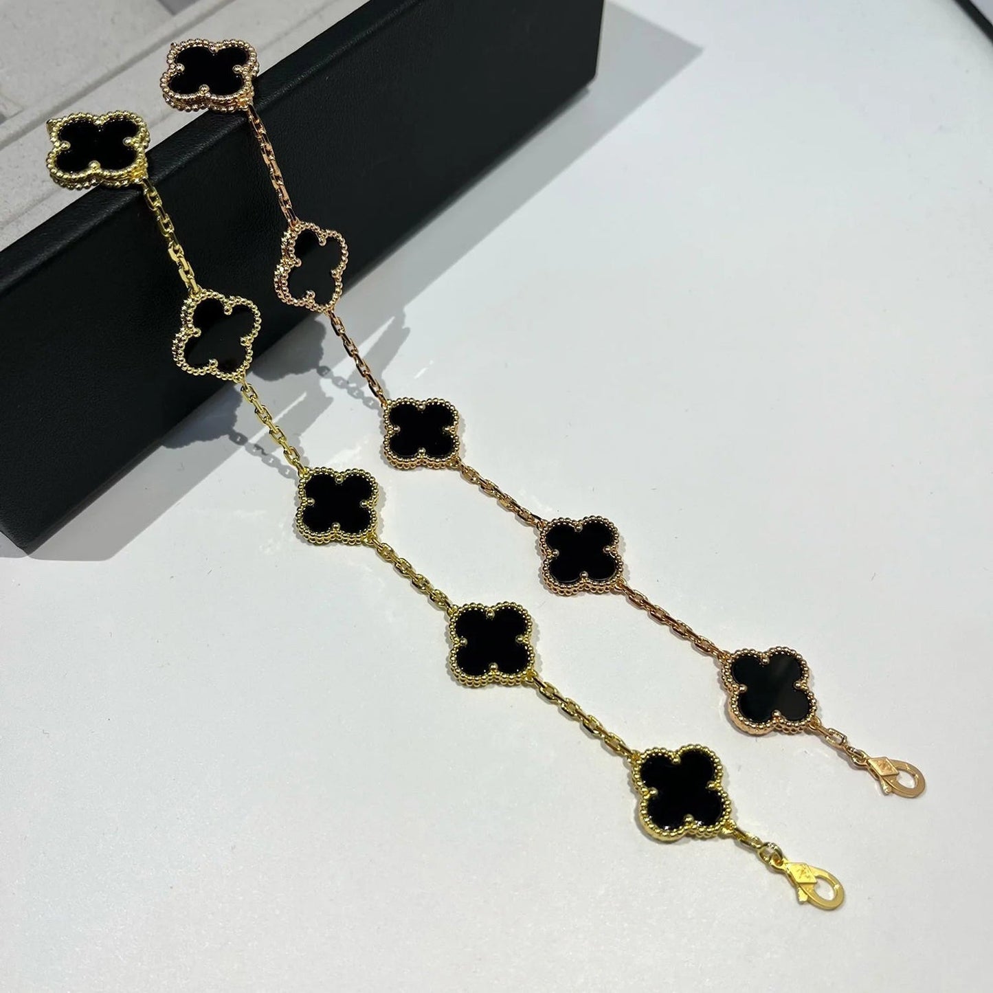 [Pearl Jewelrys]CLOVER  5 MOTIFS BLACK ONYX BRACELET