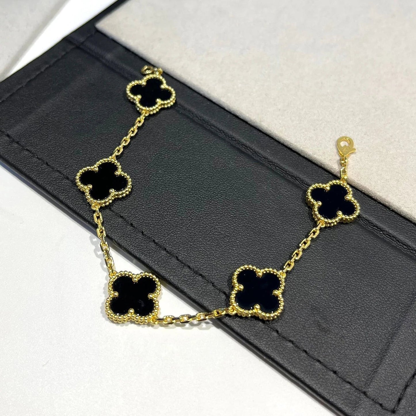 [Pearl Jewelrys]CLOVER  5 MOTIFS BLACK ONYX BRACELET