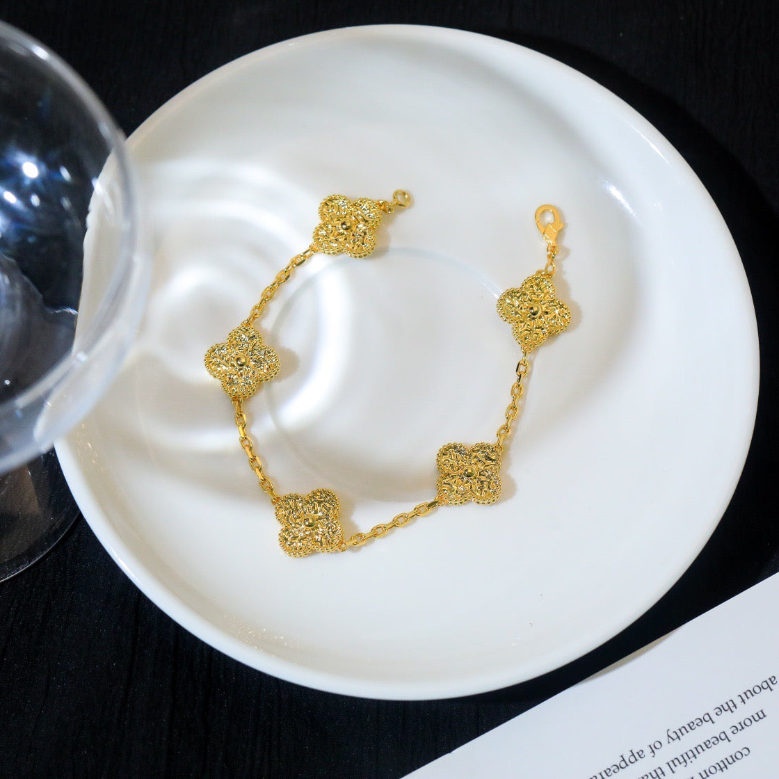 [Pearl Jewelrys]CLOVER 5 MOTIFS BRONZING BRACELET