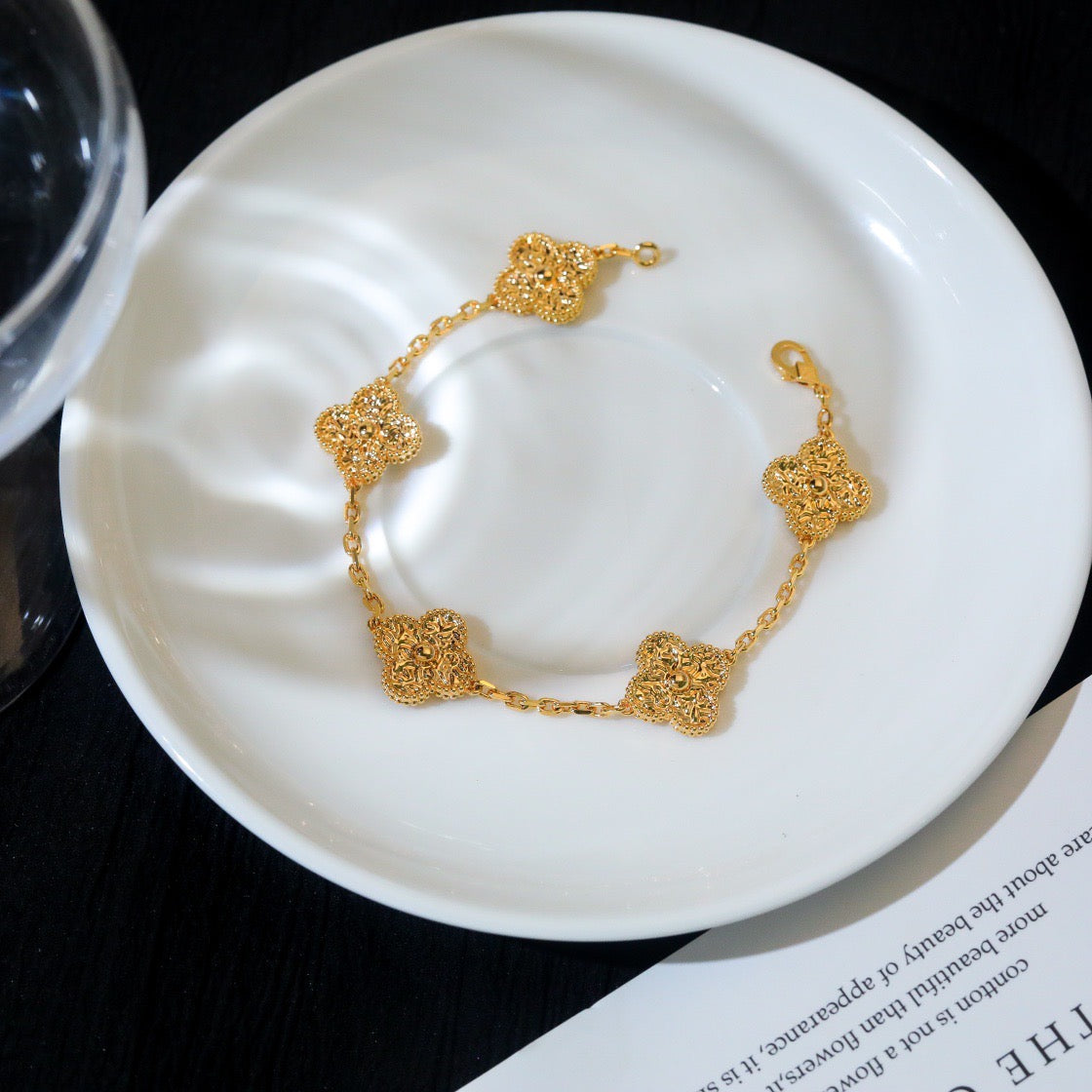 [Pearl Jewelrys]CLOVER 5 MOTIFS BRONZING BRACELET