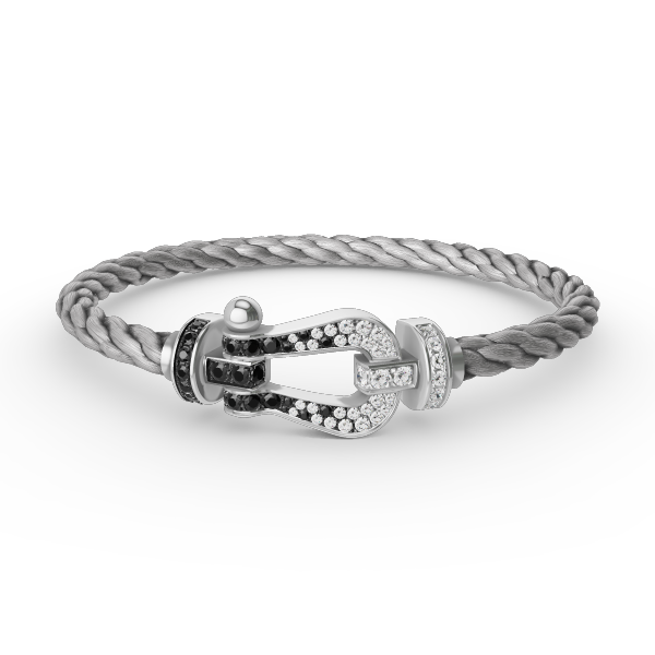 [Pearl Jewelrys]FORCE LARGE HORSESHOE BLACK WHITE DIAMOND BRACELET SILVER