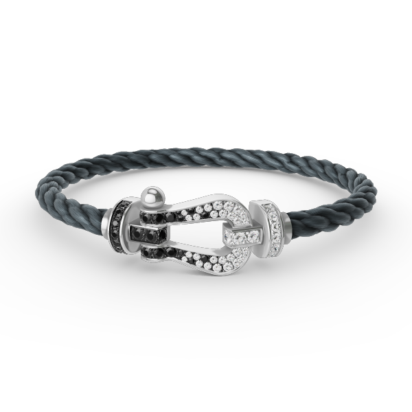 [Pearl Jewelrys]FORCE LARGE HORSESHOE BLACK WHITE DIAMOND BRACELET SILVER