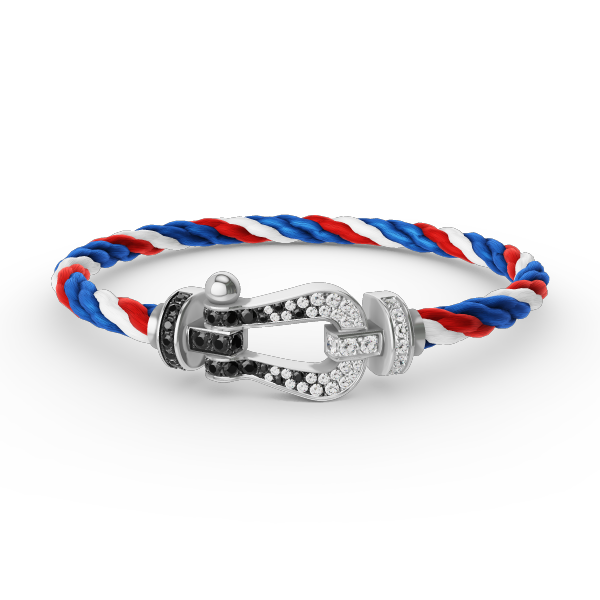 [Pearl Jewelrys]FORCE LARGE HORSESHOE BLACK WHITE DIAMOND BRACELET SILVER