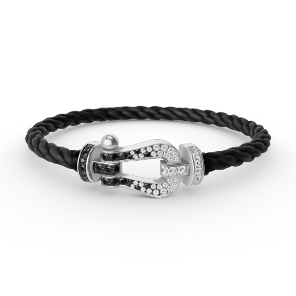 [Pearl Jewelrys]FORCE LARGE HORSESHOE BLACK WHITE DIAMOND BRACELET SILVER