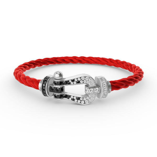 [Pearl Jewelrys]FORCE LARGE HORSESHOE BLACK WHITE DIAMOND BRACELET SILVER