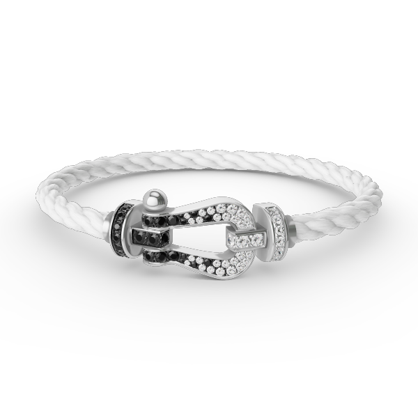 [Pearl Jewelrys]FORCE LARGE HORSESHOE BLACK WHITE DIAMOND BRACELET SILVER