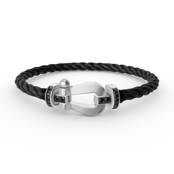 [Pearl Jewelrys]FORCE LARGE HORSESHOE BLACK DIAMOND BRACELET SILVER