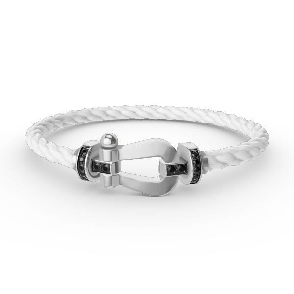 [Pearl Jewelrys]FORCE LARGE HORSESHOE BLACK DIAMOND BRACELET SILVER