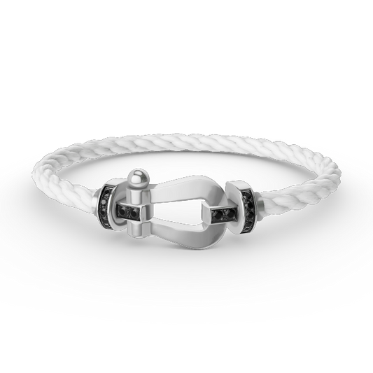 [Pearl Jewelrys]FORCE LARGE HORSESHOE BLACK DIAMOND BRACELET SILVER