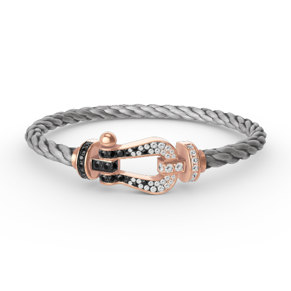 [Pearl Jewelrys]FORCE LARGE HORSESHOE BLACK WHITE DIAMOND BRACELET ROSE GOLD