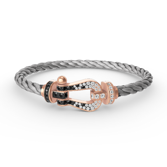 [Pearl Jewelrys]FORCE LARGE HORSESHOE BLACK WHITE DIAMOND BRACELET ROSE GOLD