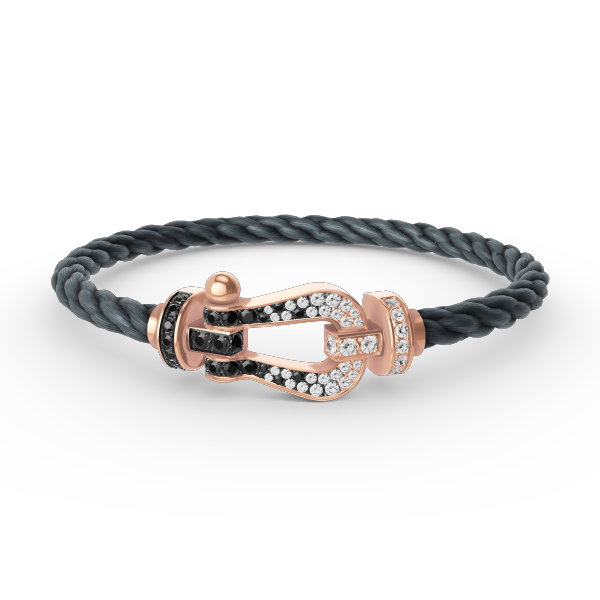 [Pearl Jewelrys]FORCE LARGE HORSESHOE BLACK WHITE DIAMOND BRACELET ROSE GOLD