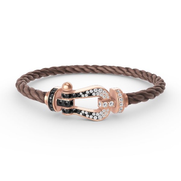 [Pearl Jewelrys]FORCE LARGE HORSESHOE BLACK WHITE DIAMOND BRACELET ROSE GOLD