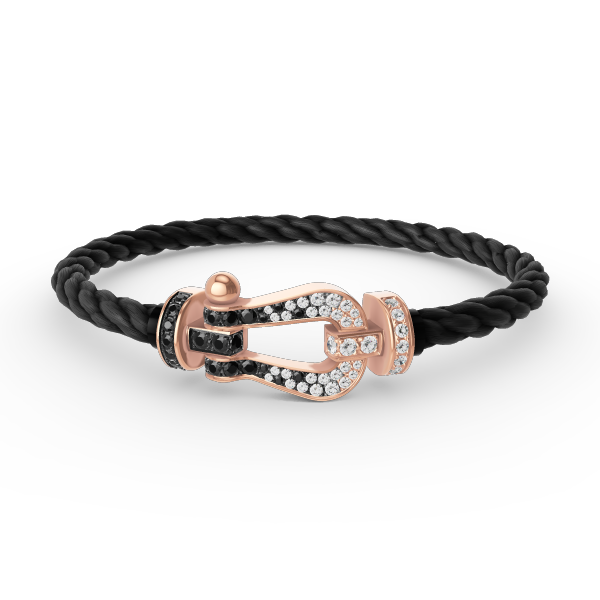 [Pearl Jewelrys]FORCE LARGE HORSESHOE BLACK WHITE DIAMOND BRACELET ROSE GOLD
