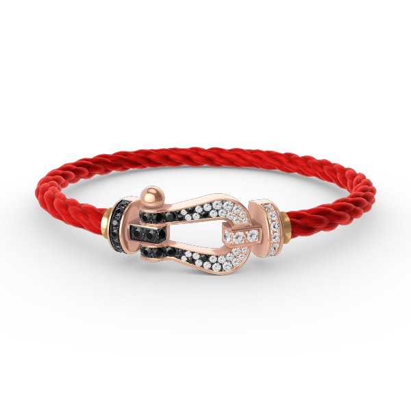 [Pearl Jewelrys]FORCE LARGE HORSESHOE BLACK WHITE DIAMOND BRACELET ROSE GOLD