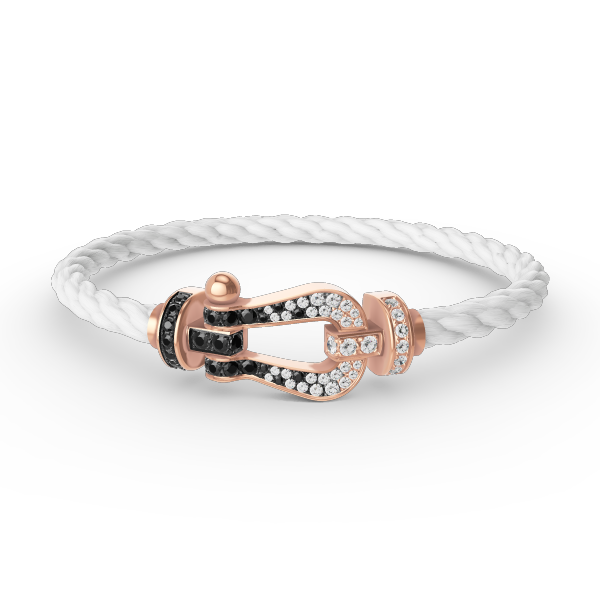 [Pearl Jewelrys]FORCE LARGE HORSESHOE BLACK WHITE DIAMOND BRACELET ROSE GOLD