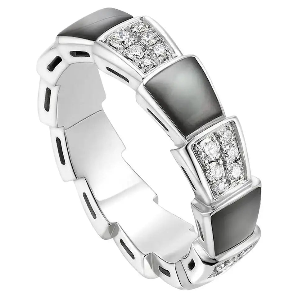 [Pearl Jewelrys]SERPENTI RING SILVER DIAMOND BLACK MOP 4MM