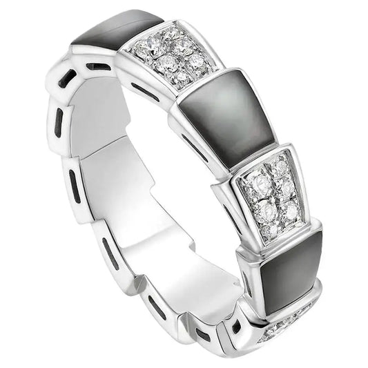 [Pearl Jewelrys]SERPENTI RING SILVER DIAMOND BLACK MOP 4MM