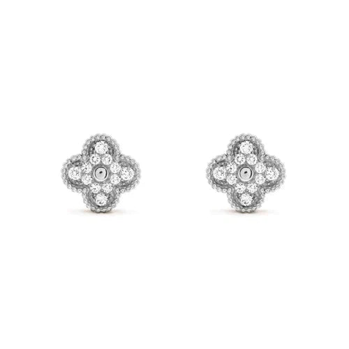 [Pearl Jewelrys]CLOVER 1 MOTIFS DIAMOND STUD EARRINGS SILVER