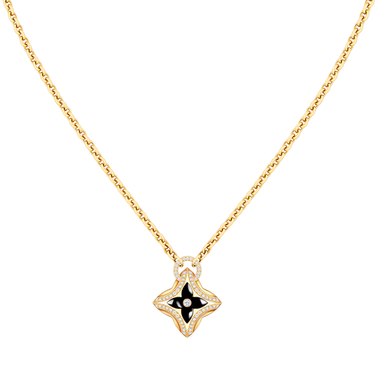 [Pearl Jewelrys]STAR PEDANT PINK GOLD DIAMOND NECKLACE