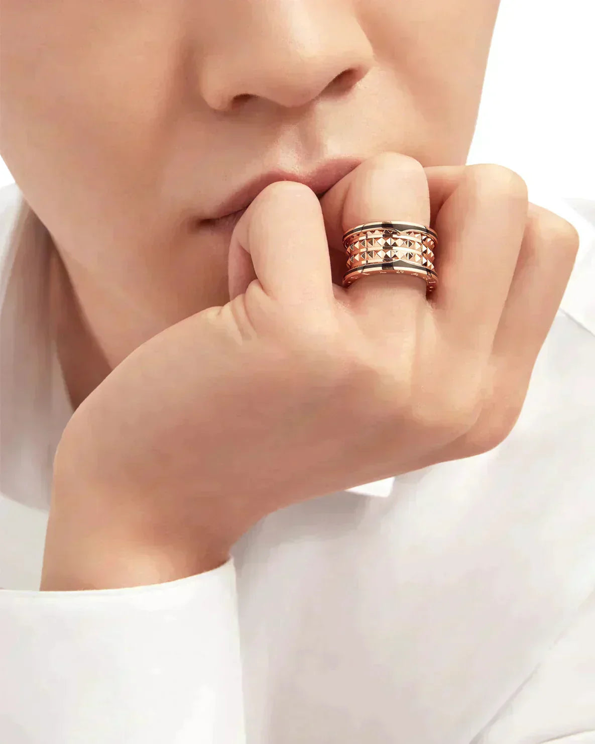 [Pearl Jewelrys]ZERO 1 ROCK BLACK CERAMIC PINK GOLD LARGE MODEL