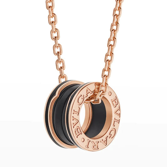 [Pearl Jewelrys]ZERO 1 BLACK CERAMIC PINK GOLD NECKLACE
