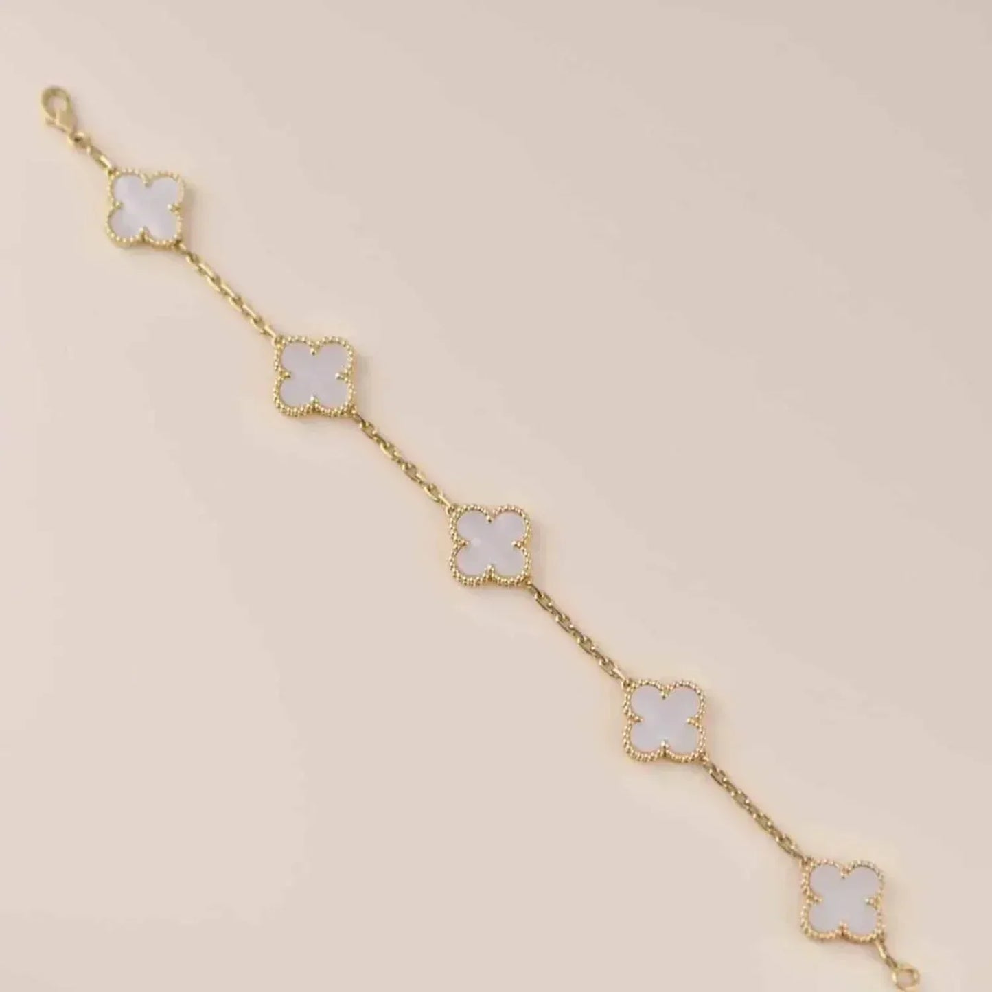 [Pearl Jewelrys]CLOVER  5 MOTIF WHITE MOP BRACELET