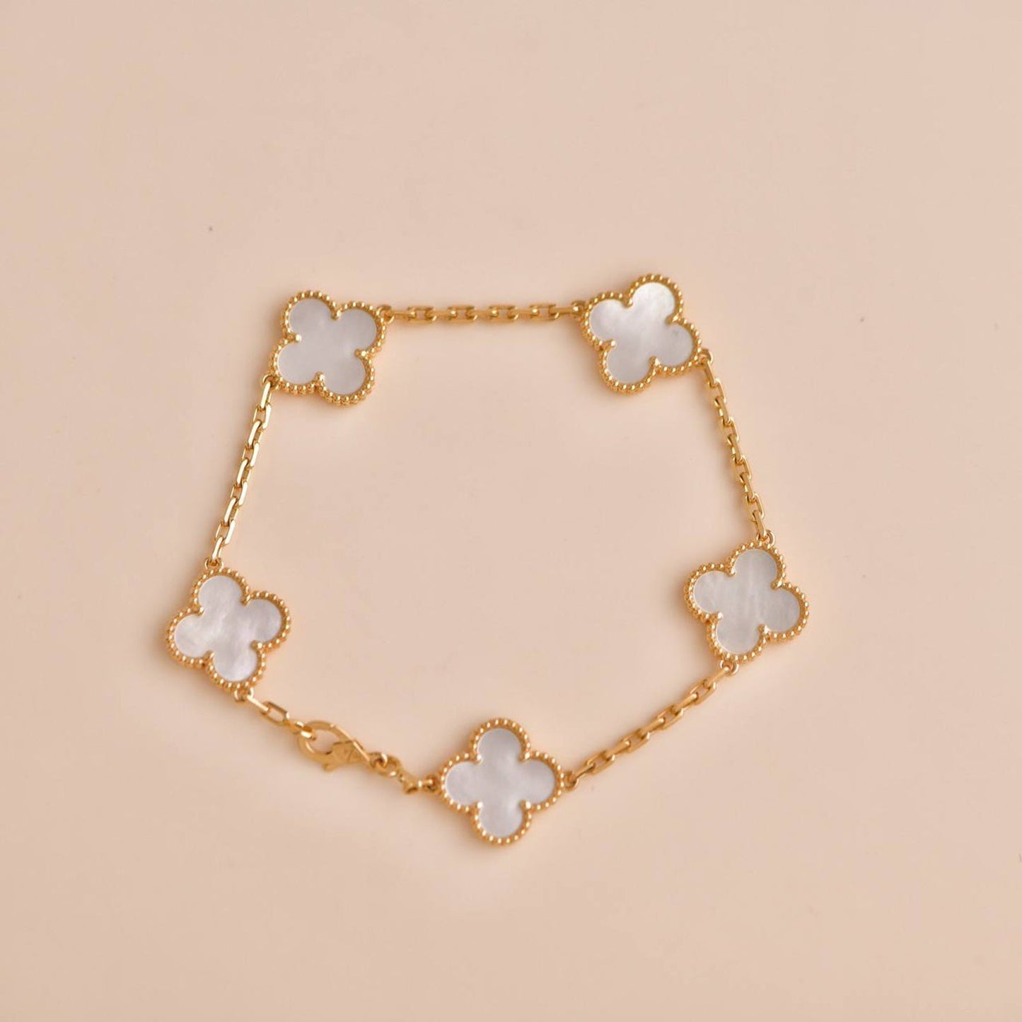 [Pearl Jewelrys]CLOVER  5 MOTIF WHITE MOP BRACELET
