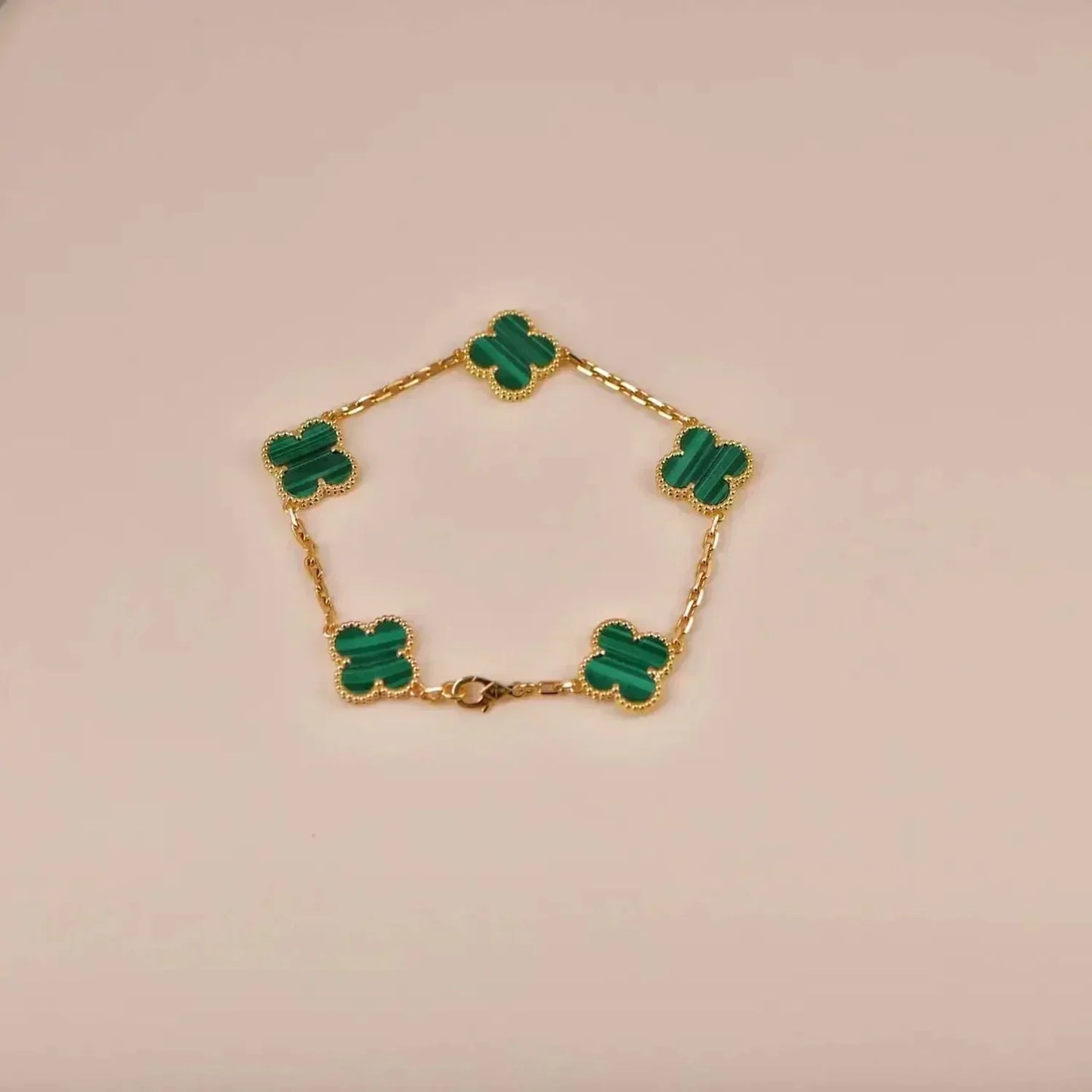 [Pearl Jewelrys]CLOVER 5 MOTIFS MALACHITE BRACELET