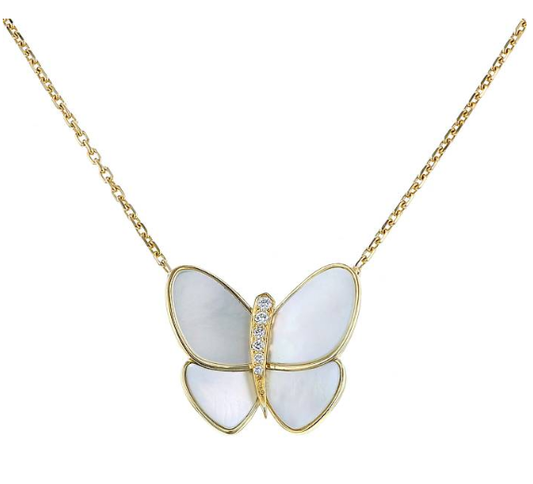 [Pearl Jewelrys]BUTTERFLY GOLD MOP DIAMOND NECKLACE