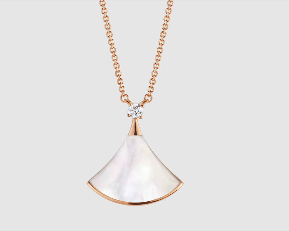 [Pearl Jewelrys]DREAM NECKLACE WHITE MOP PINK GOLD 1 DIAMOND