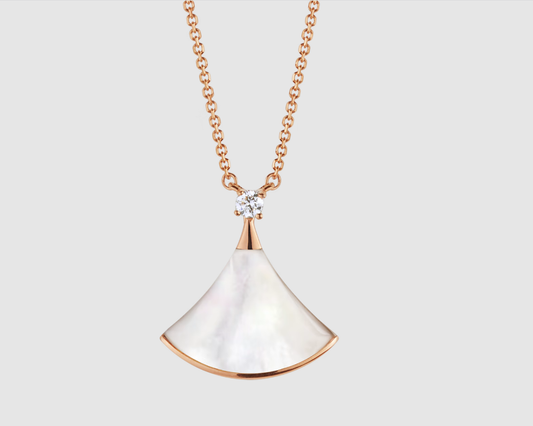 [Pearl Jewelrys]DREAM NECKLACE WHITE MOP PINK GOLD 1 DIAMOND