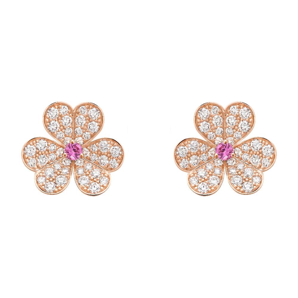 [Pearl Jewelrys]FRIVOLE PINK GOLD FLOWER DIAMOND EARRINGS