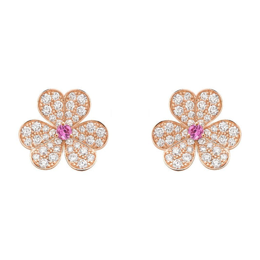 [Pearl Jewelrys]FRIVOLE PINK GOLD FLOWER DIAMOND EARRINGS
