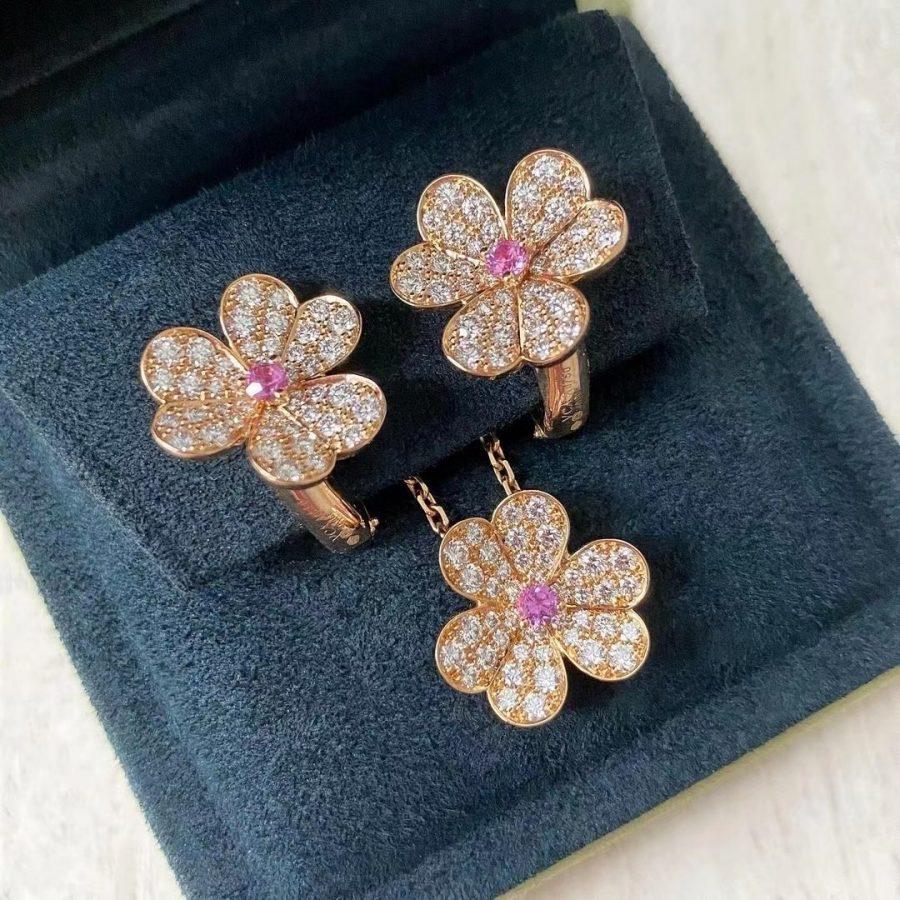 [Pearl Jewelrys]FRIVOLE PINK GOLD FLOWER DIAMOND EARRINGS