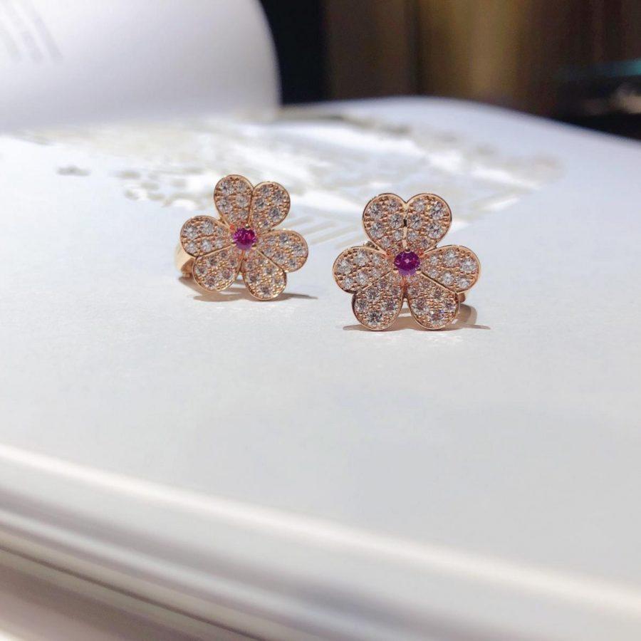 [Pearl Jewelrys]FRIVOLE PINK GOLD FLOWER DIAMOND EARRINGS